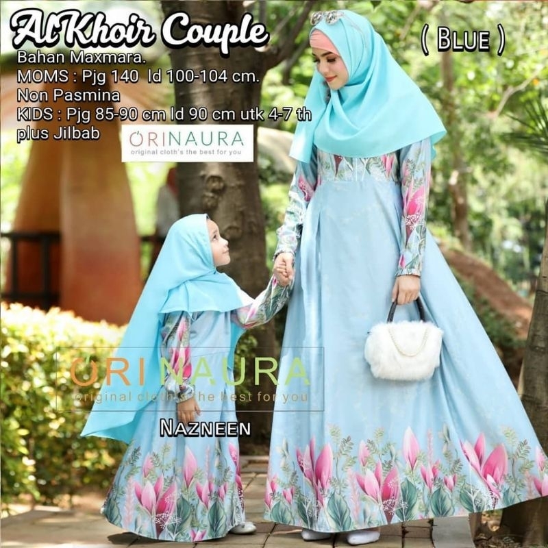 Ori Naura - Al Khoir Couple - Sarimbit Gamis Ibu dan Anak (Ready : Blue)