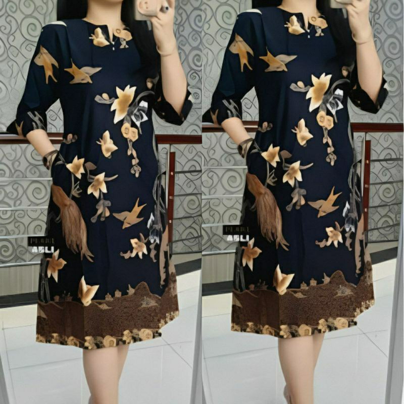 DRESS DRES BATIK JUMBO - ATASAN BATIK WANITA MODERN TERBARU KEKINIAN - BAJU KERJA PESTA WANITA