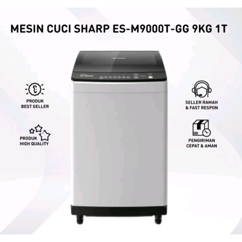 MESIN CUCI SHARP ES-M9000T-GG 9KG