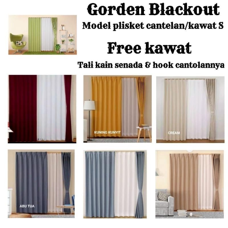 gorden polos blackout plisket cantolan kawat s korden pintu hordeng jendela