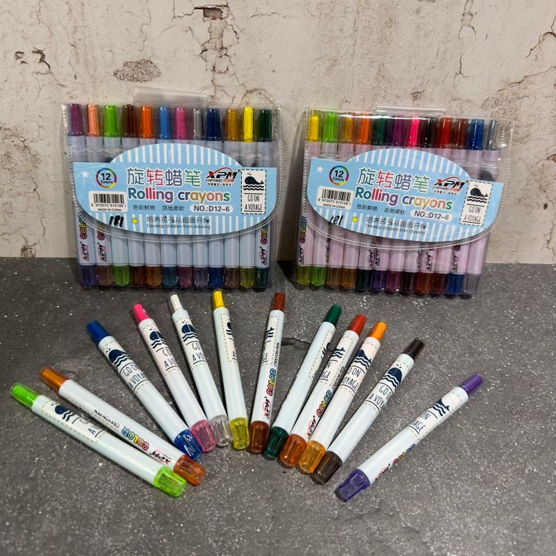 

181 - Crayon putar 12 warna pendek Fancy/ Krayon putar/ Alat mewarnai/ Crayon