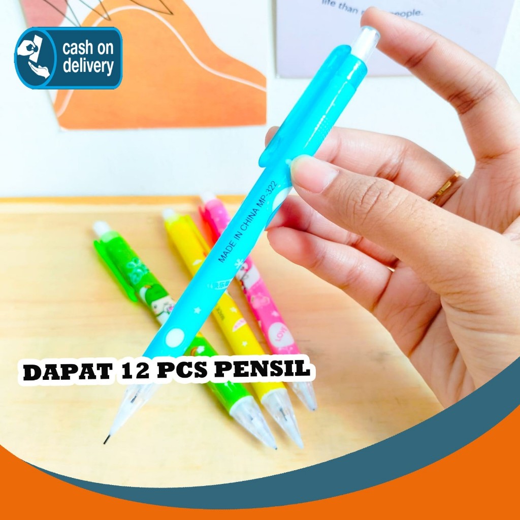 

SELUSIN (12 PCS) PENSIL CETEK CEWE LOVE PC-1082 MECHANICAL KLIK CLICK KARAKTER UNIK MURAH PENCIL ALAT TULIS KANTOR SEKOLAH MURAH TERMURAH COD