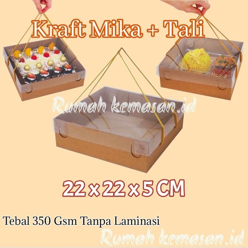 

(10pcs) Dus Kraft Mika Tali 22x22x5 isi 10pcs / Kotak kue tart cake brownies 22x22x5