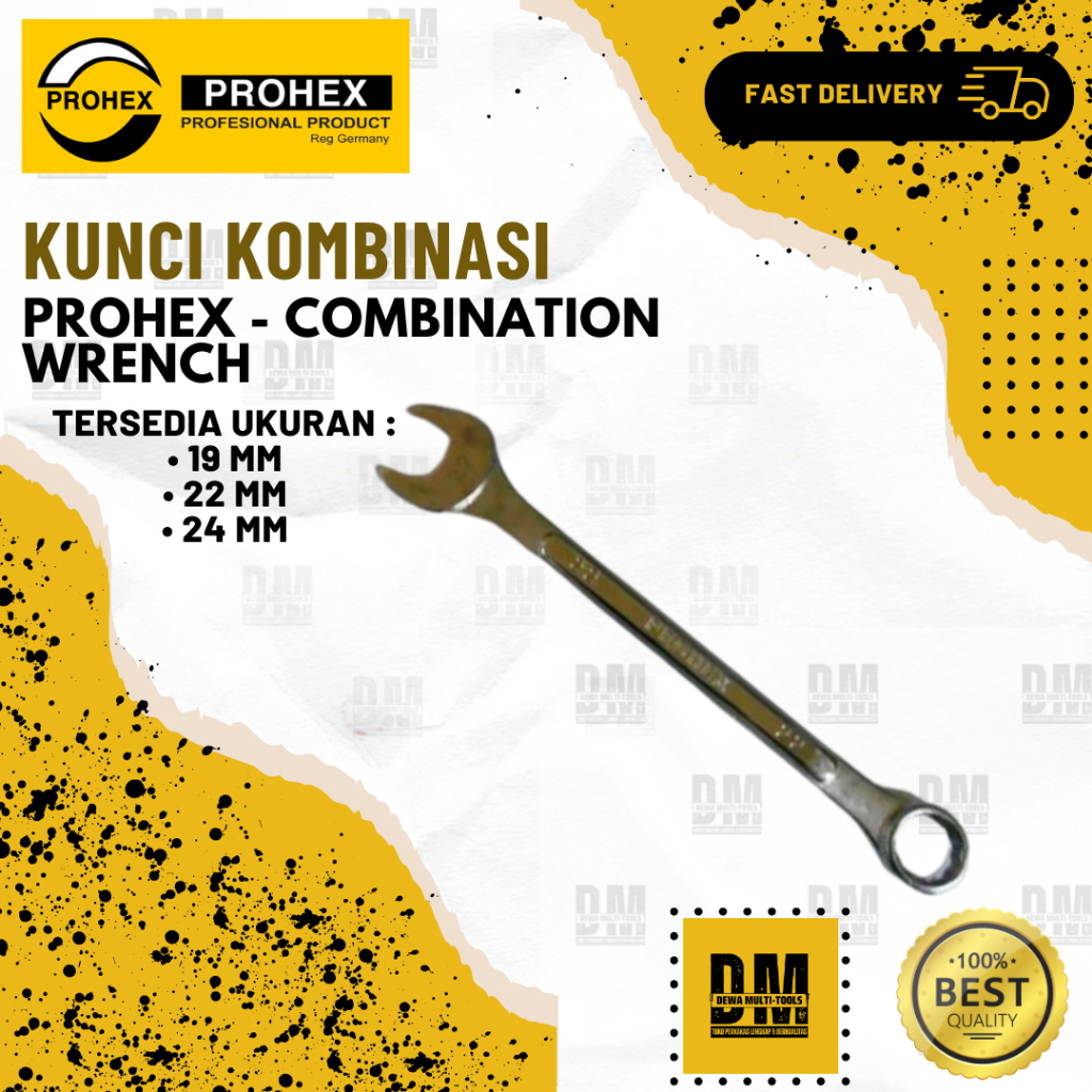 Prohex Kunci Ring Pas 19-24 mm PROHEX Combination Wrench CRV Spanner