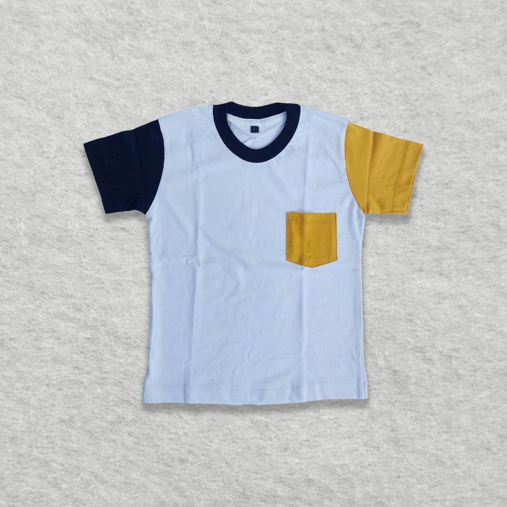 baju raglan anak baju polos anak laki laki perempuan kombinasi saku navy kuning kunyit