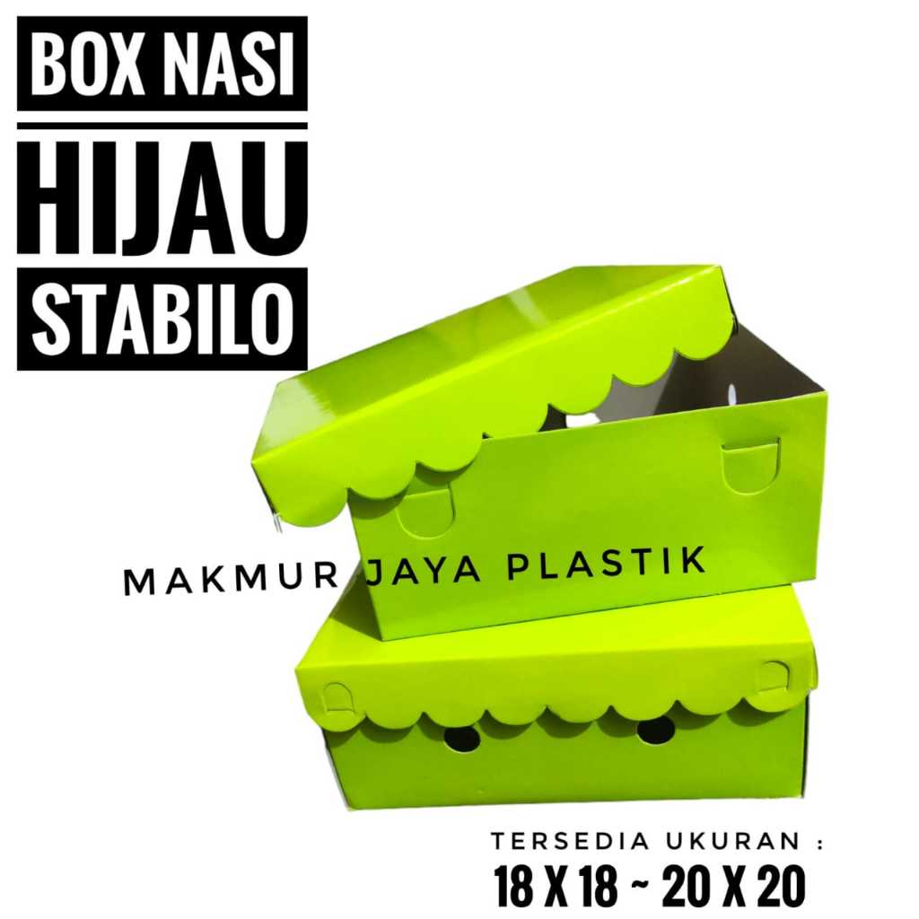 Box nasi dus polos hijau stabilo model slip