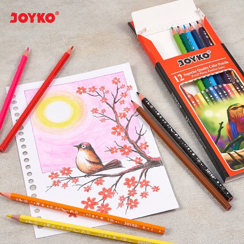 

Pensil Warna Burung 12 Warna CP-105 / Pensil Warna Joyko Gambar Burung