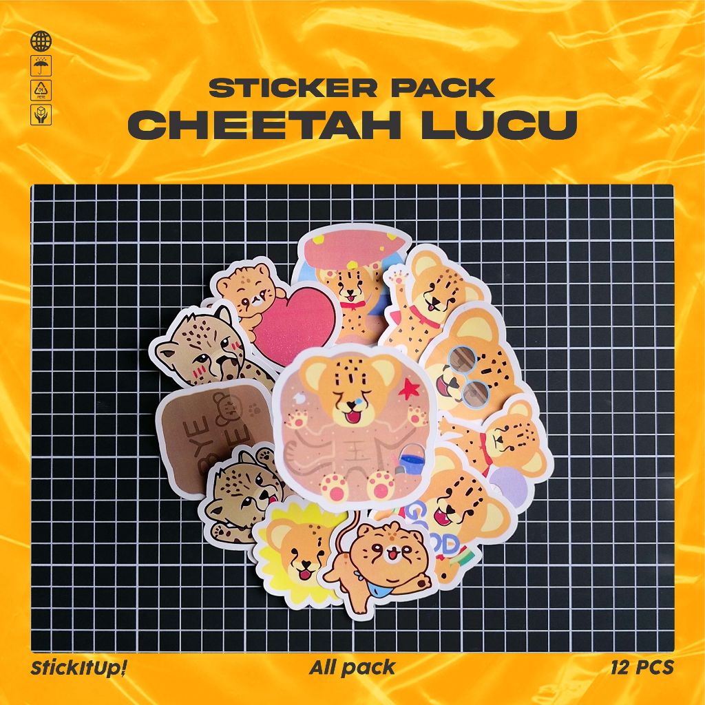 Stiker Pack Cheetah Lucu Untuk Koper Laptop Skateboard