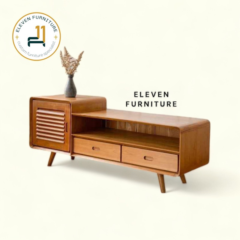 Meja Bufet Lemari Kabinet TV 150 cm Helikopter Retro Minimalis Kayu Jati japandi korean industrial