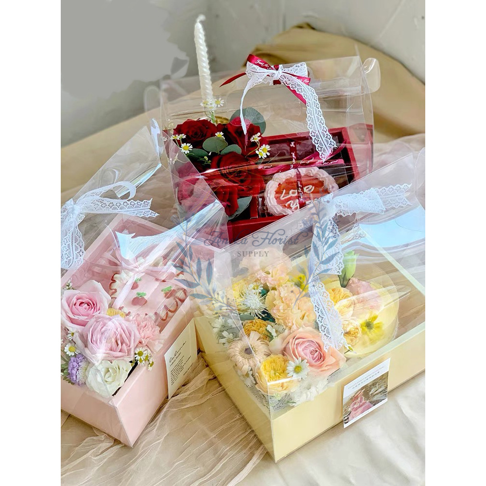 

ANEKAFLORIST -TRANSPARANT PORTABLE FLOWER BOX - KOTAK BUNGA KUE - BLOOM BOX KOTAK BUNGA 1510 MIKA HANDY BOX - KOTAK VALENTINE - AF031
