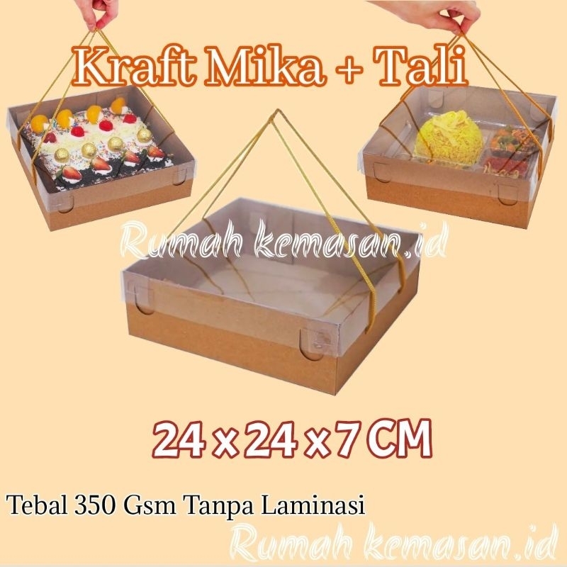

(10pcs) Dus Kraft Mika Tali 24x24x7 isi 10 pcs / Kotak Nasi Tutup Mika 24x24x7