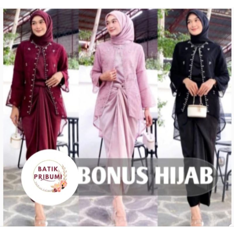 (ADA JUMBO) ONE SET CLARISA KEBAYA MODER KEBAYA OUTER ORGANZA KEBAYA WISUDA LAMARAN TUNANAGAN SERAGA