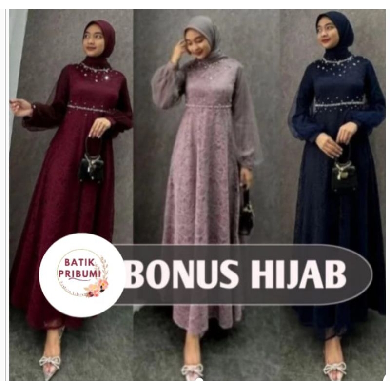 (ADA JUMBO)Gamis Brukat Nadine Gamis Lebaran Mewah Gamis Elegan Brukat Gamis lebaran buat Seragaman