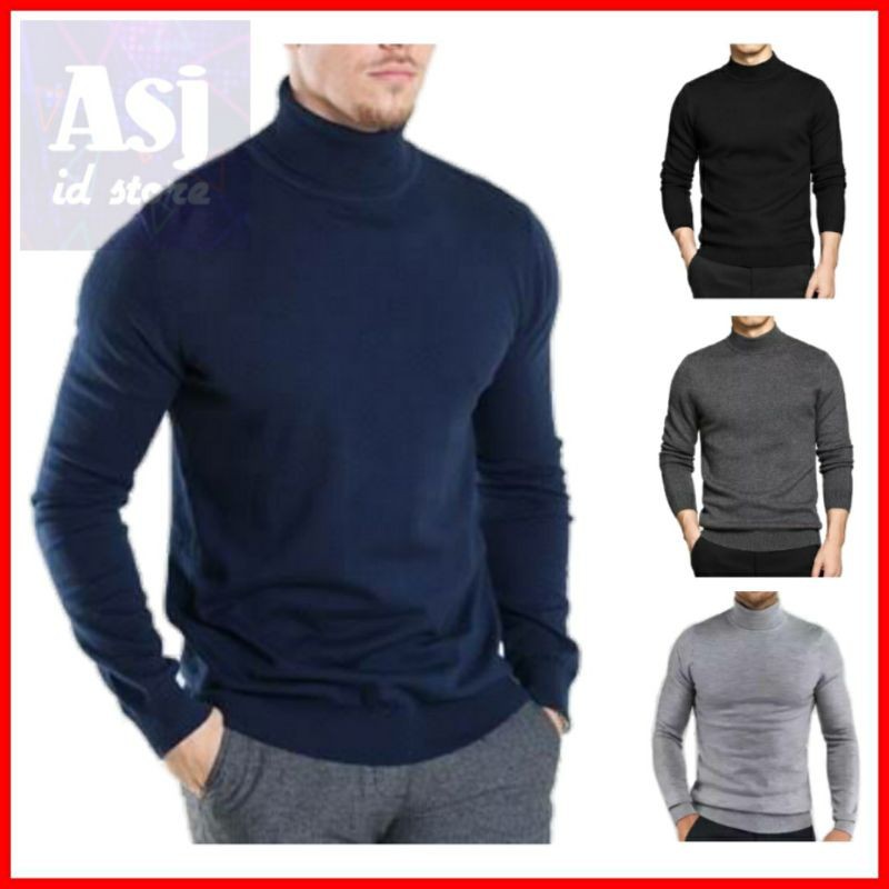KAOS KERAH TINGGI TURTLE NECK KOREA STYLE - Baju leher tinggi TURTLENECK Unisex lengan panjang