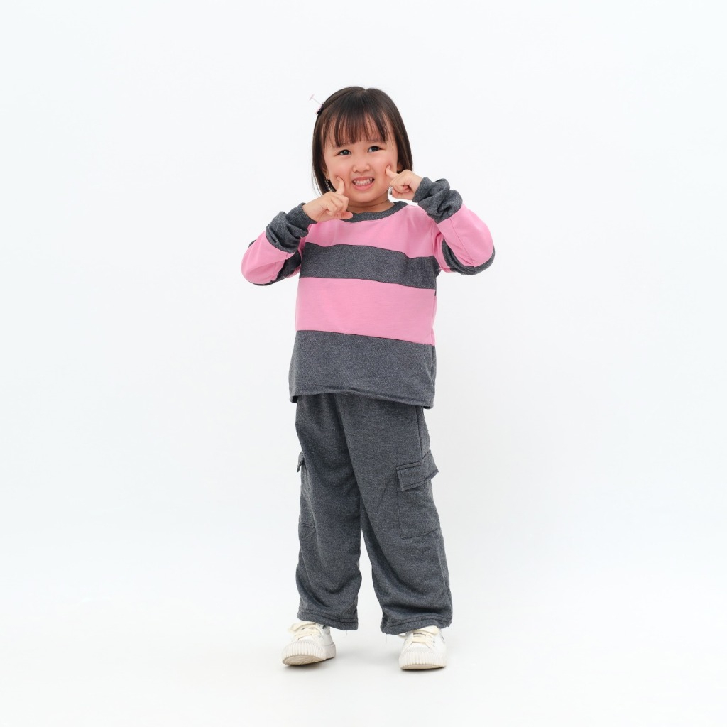 	 one set anak cargo stelan anak perempuan baju anak perempuan pakaian anak	