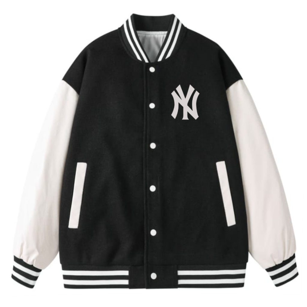 BEST SELLER JACKET BOMBER ( LOGO BORDIR ) BASEBALL VARSITY JAKET KANCING LOGO NY ZIPPER BIG SIZE S -