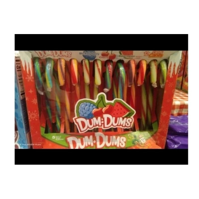

permen tongkat candy can DumDums blu rasberry Cherry watermelon box
