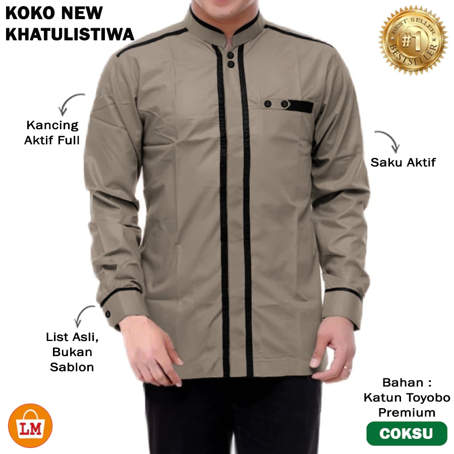 ABDULLAH 1 - BAJU KOKO KEMEJA KURTA PRIA LAKI LAKI MUSLIM DEWASA BAPAK BAPAK S M L XL XXL 3XL KATUN 