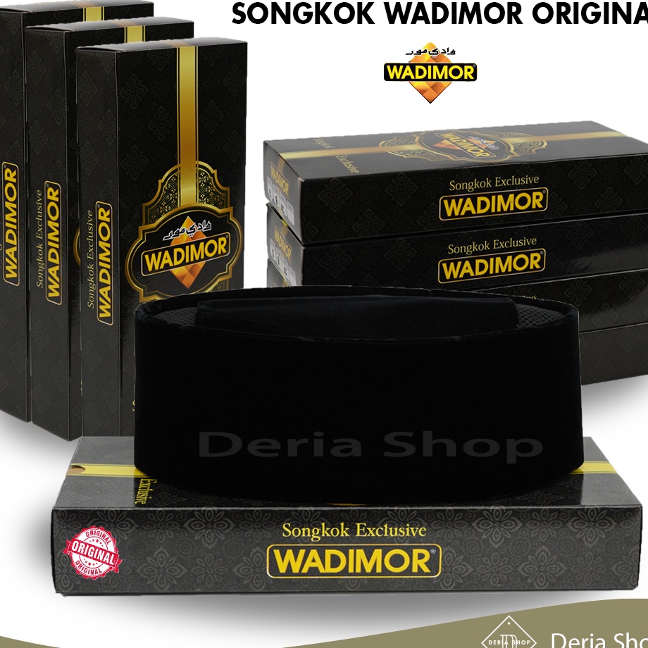 Terlaku Peci WADIMOR Asli AC Non AC Susun Tinggi 7 8 9 1 Songkok Hitam Peci Sholat Bludru Anak Laki 