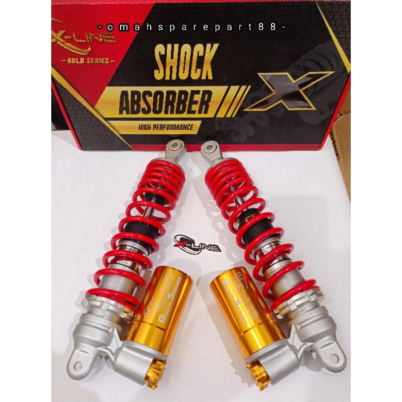 shock Nmax tabung bawah 335mm xline red silver gold