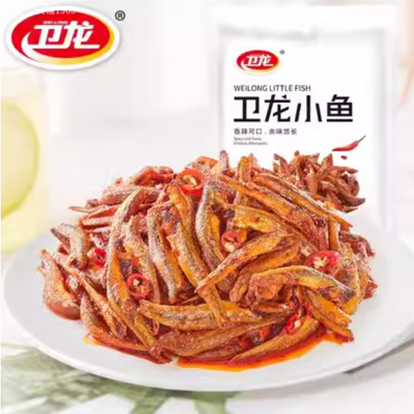 

Ikan Teri Bumbu Pedas Merk Weilong 卫龙小鱼 Jajan Snack China