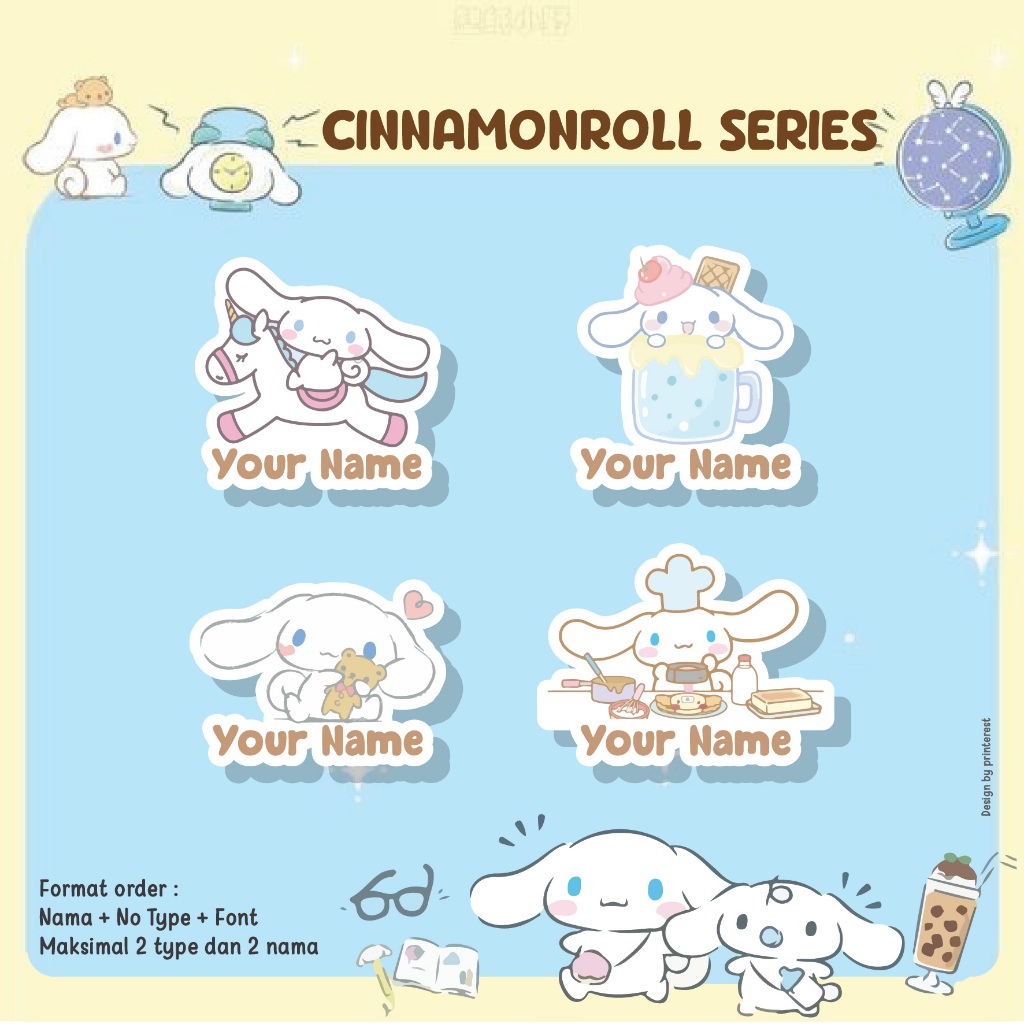 

STICKER CUSTOM NAMA LABEL PRODUK CINAMOROLL - RUMAH UWAIS