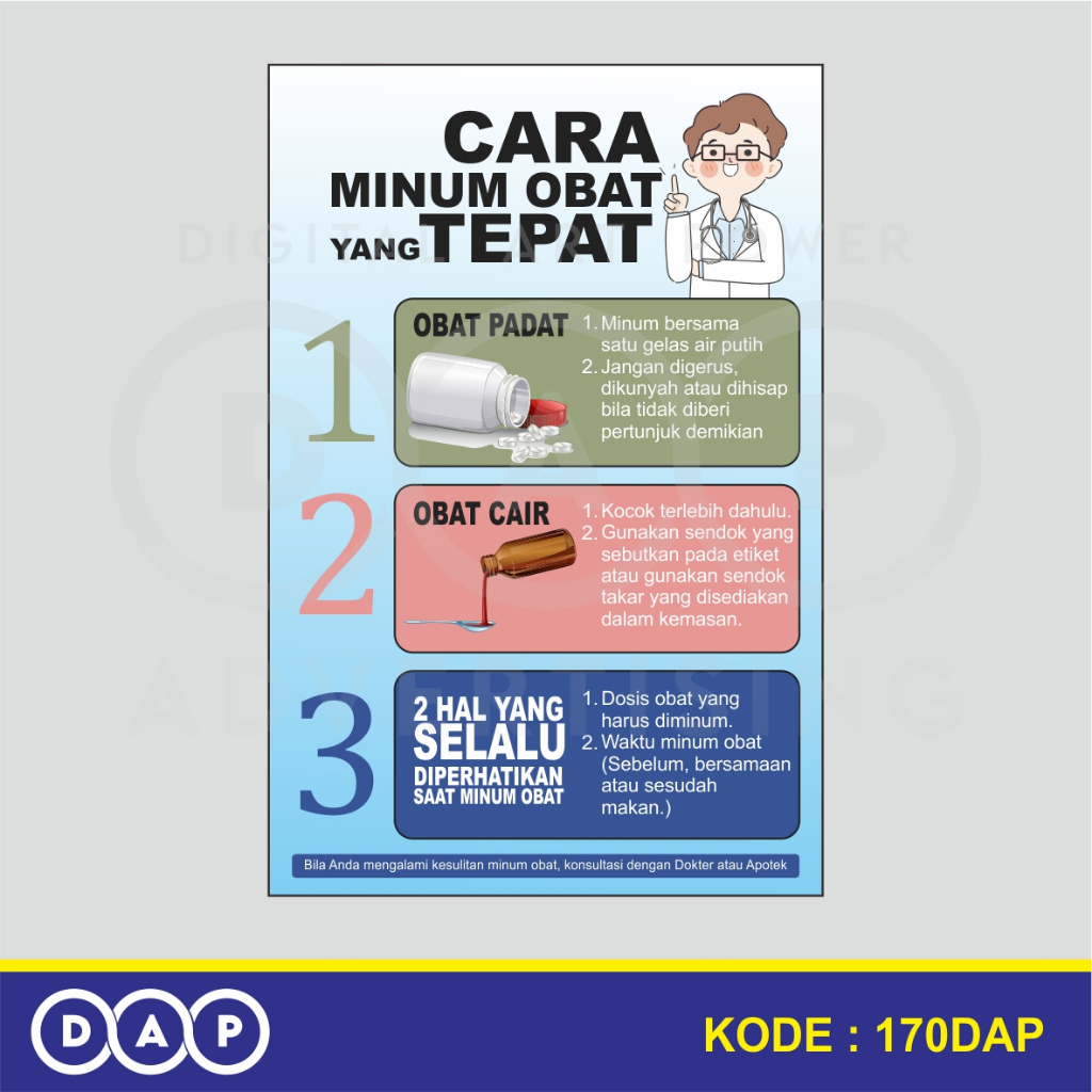 

170 - STIKER TATA CARA MINUM OBAT - 20 X 30 - VYNIL - TERBAIK