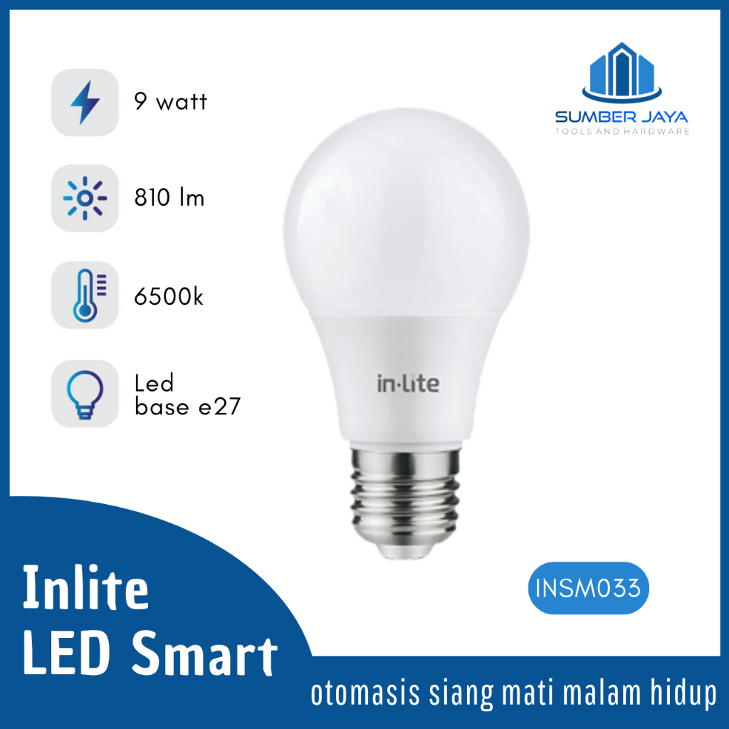 Lampu LED Inlite Sensor Siang Malam 9 Watt Bergaransi