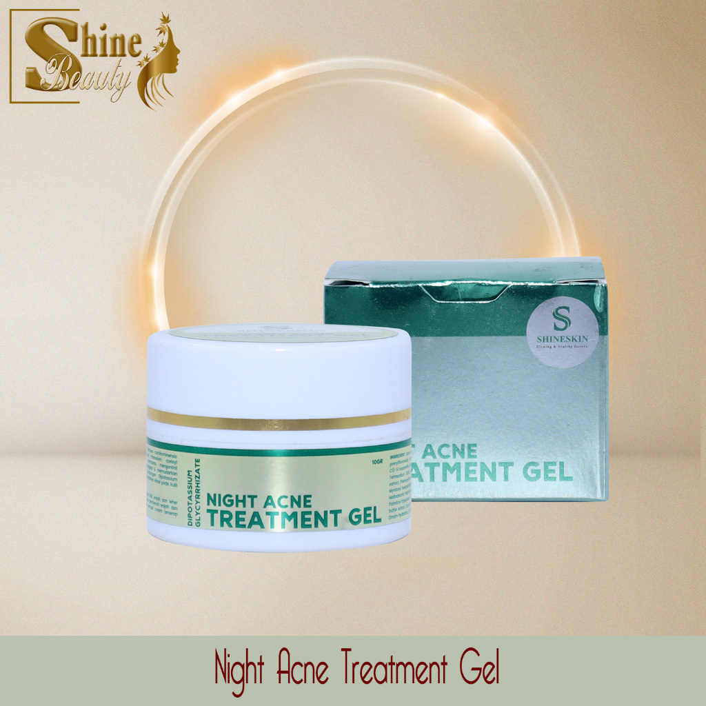 Shineskin night acne treatment gel greentae /cream malam acne / krim malam jerawat.