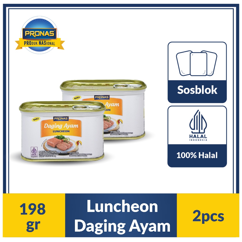 

Pronas Luncheon Ayam (Daging Ayam Blok Serbaguna) 198 g bundling 2 pcs