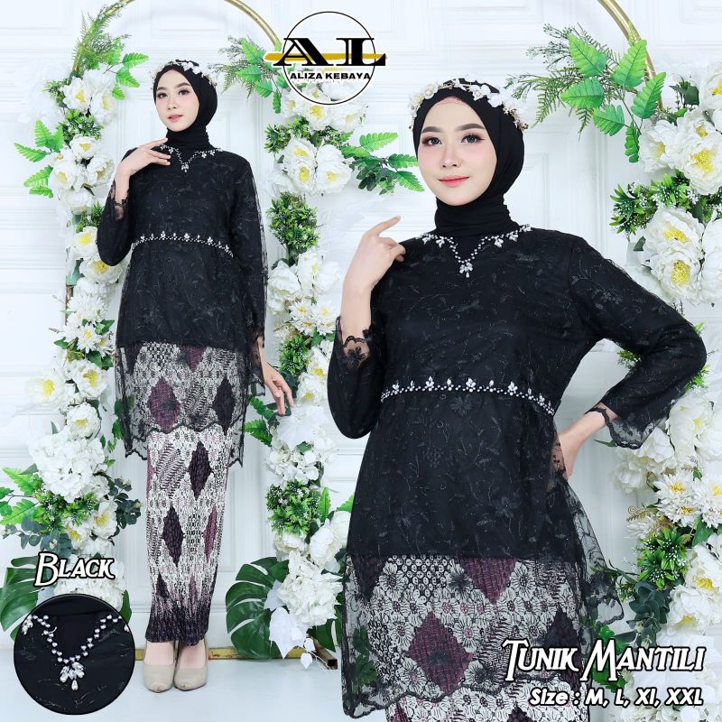 SETELAN KEBAYA MANTILI TULLE HITAM / KEBAYA MODERN / KEBAYA WISUDA
