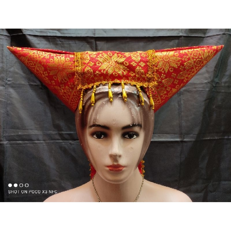 Tanduk Songket Minang/Tanduk Songket Padang/Tanduak Bundo Kanduang/Topi Tari Bahan Songket