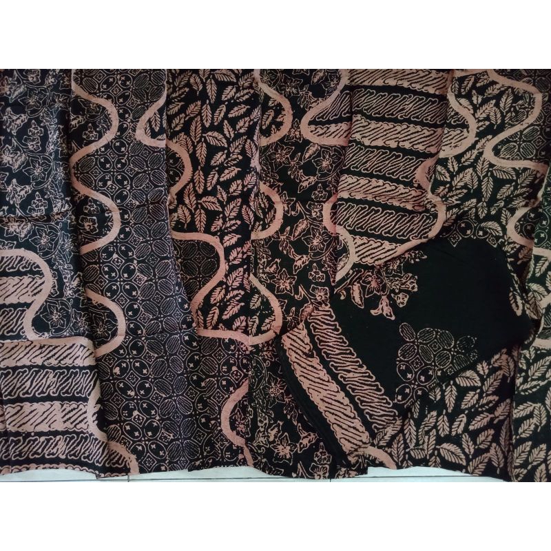kain batik satu set setelan pulauan bacem 2 in 1 hitam khas trusmi cirebon bahan viscose semi sutra