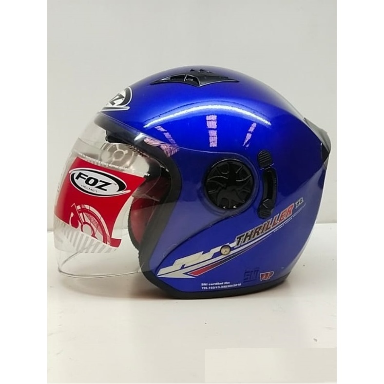 Helm Half Face FOZ Solaris Solid Royal Blue Double visor