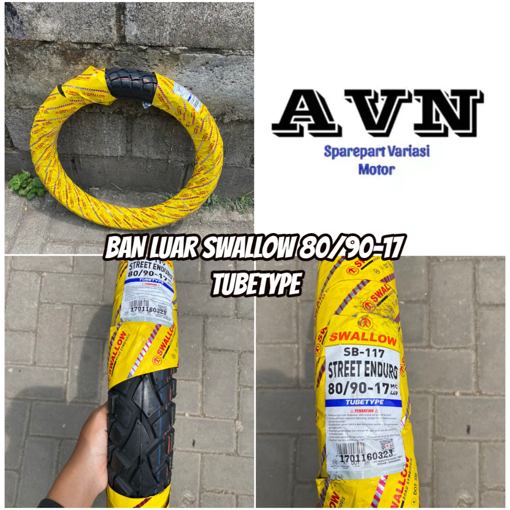 BAN LUAR 80/90-17 SWALLOW TUBETYPE (STREET ENDURO) || BAN LUAR BEBEK SWALLOW 80/90-17 TUBETYPE