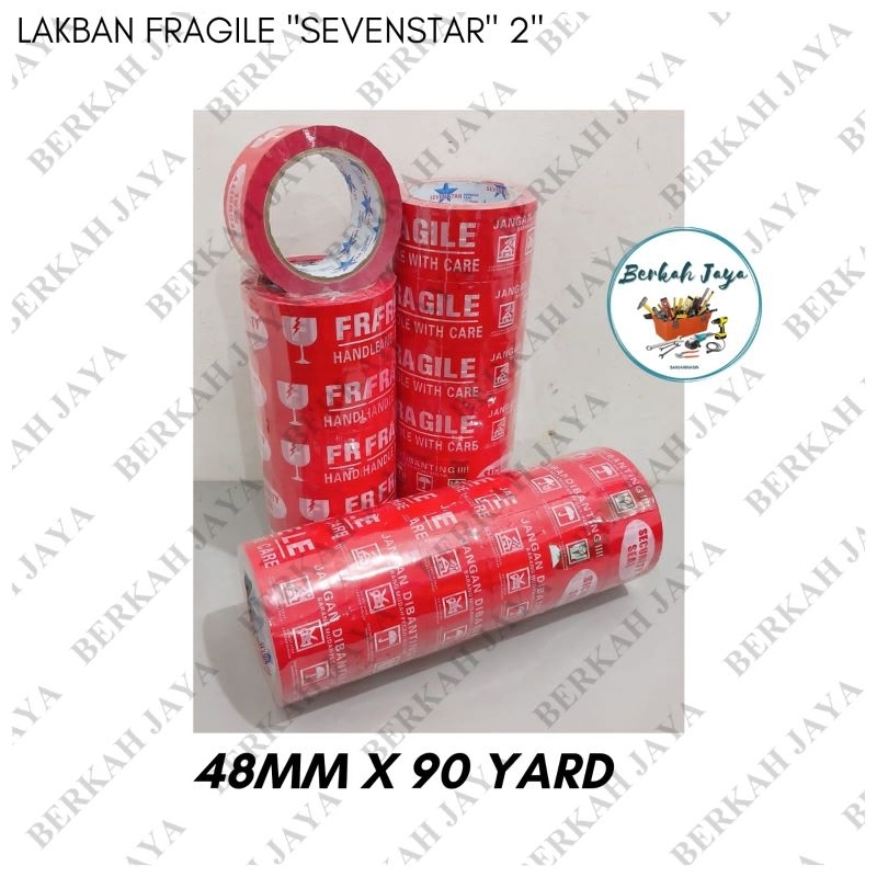 

ISOLASI Fragile Sevenstar 48x90yard | Lakban Fragile Tebal kuat lengket tak mudah pagat / putus (Satuan)