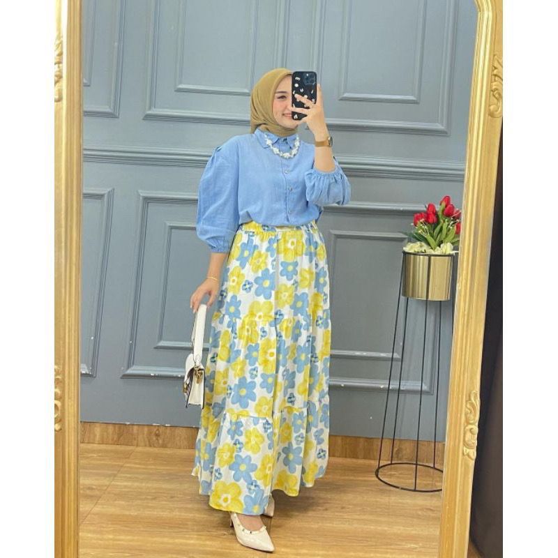 SETELAN ROK HAVEL RAYON KRINGKEL/SET ROK MAYUNG/SET ROK ZARA TERMURAH /SET WANITA MURAH MERIAH