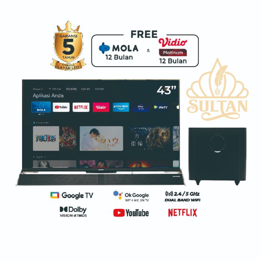 Polytron Smart TV Cinemax Soundbar 43″ PLD 43BAG9953 (MLSE)