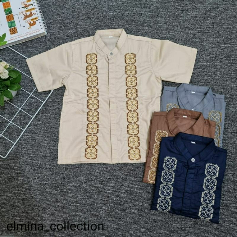 KOKO ANAK MUSLIM BORDIR / KOKO BORDIR ANAK LAKI LAKI / KEMEJA KOKO ANAK LAKI LAKI USIA 1-7 TAHUN Bes