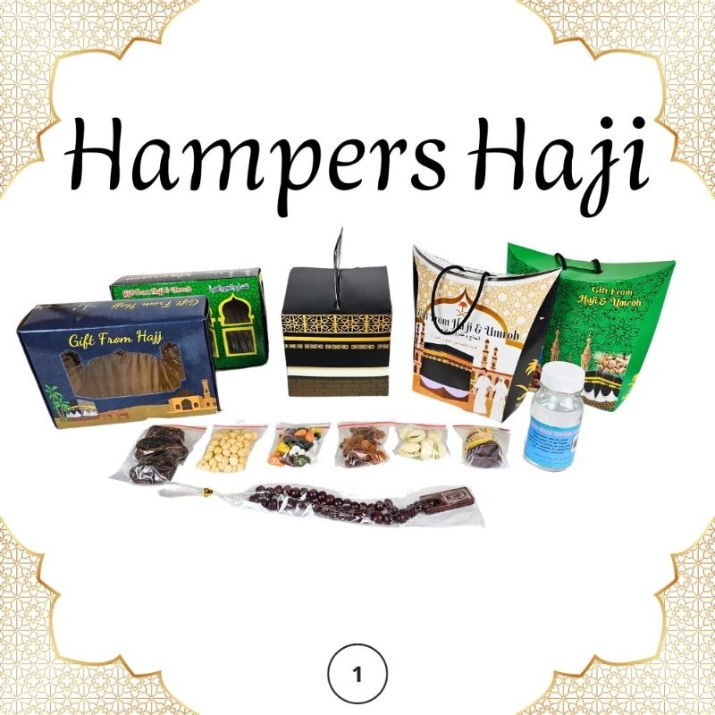 

Hampers Haji Oleh Oleh Haji Umroh Box Dus Jinjing Box Kabah Tasbih Zamzam 60ml HJ02