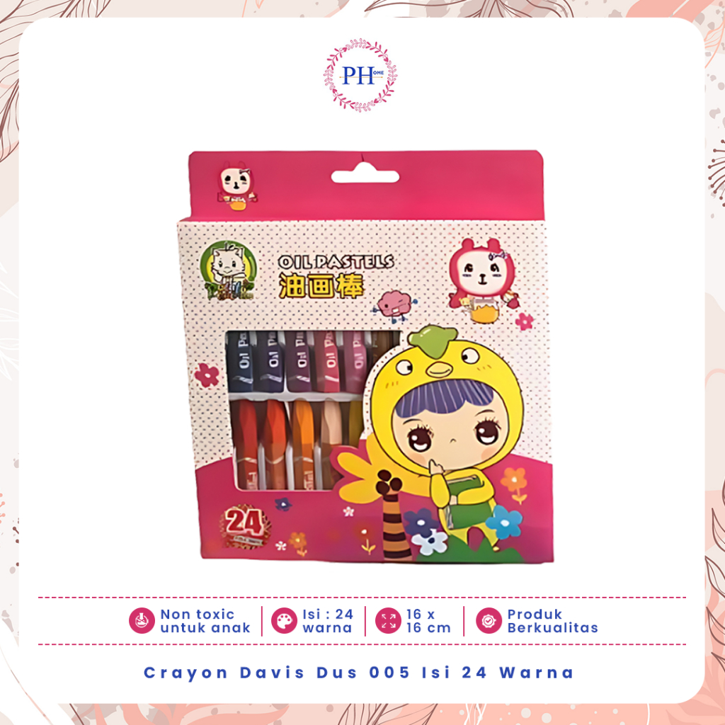 

Crayon Davis Dus 005 Isi 24 Warna Mewarnai Menggambar Anak Motif Random