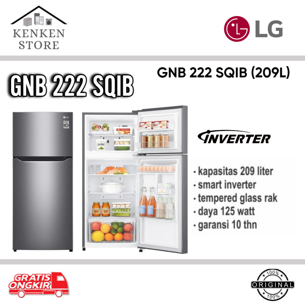 KULKAS LG 2 PINTU INVERTER GNB222SQIB
