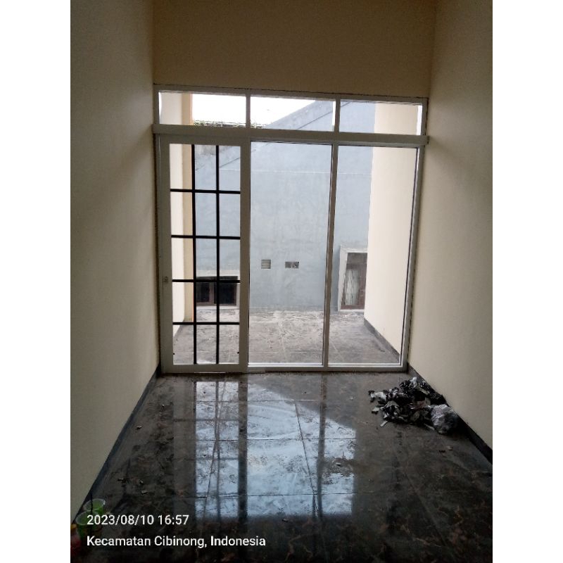 pintu sliding kaca polos plus kaca mati