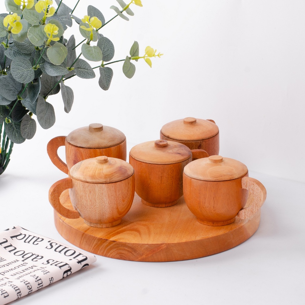 Cangkir Kayu / Gelas Kayu / Mug Kayu Mahoni Finishing Natural Food Grade