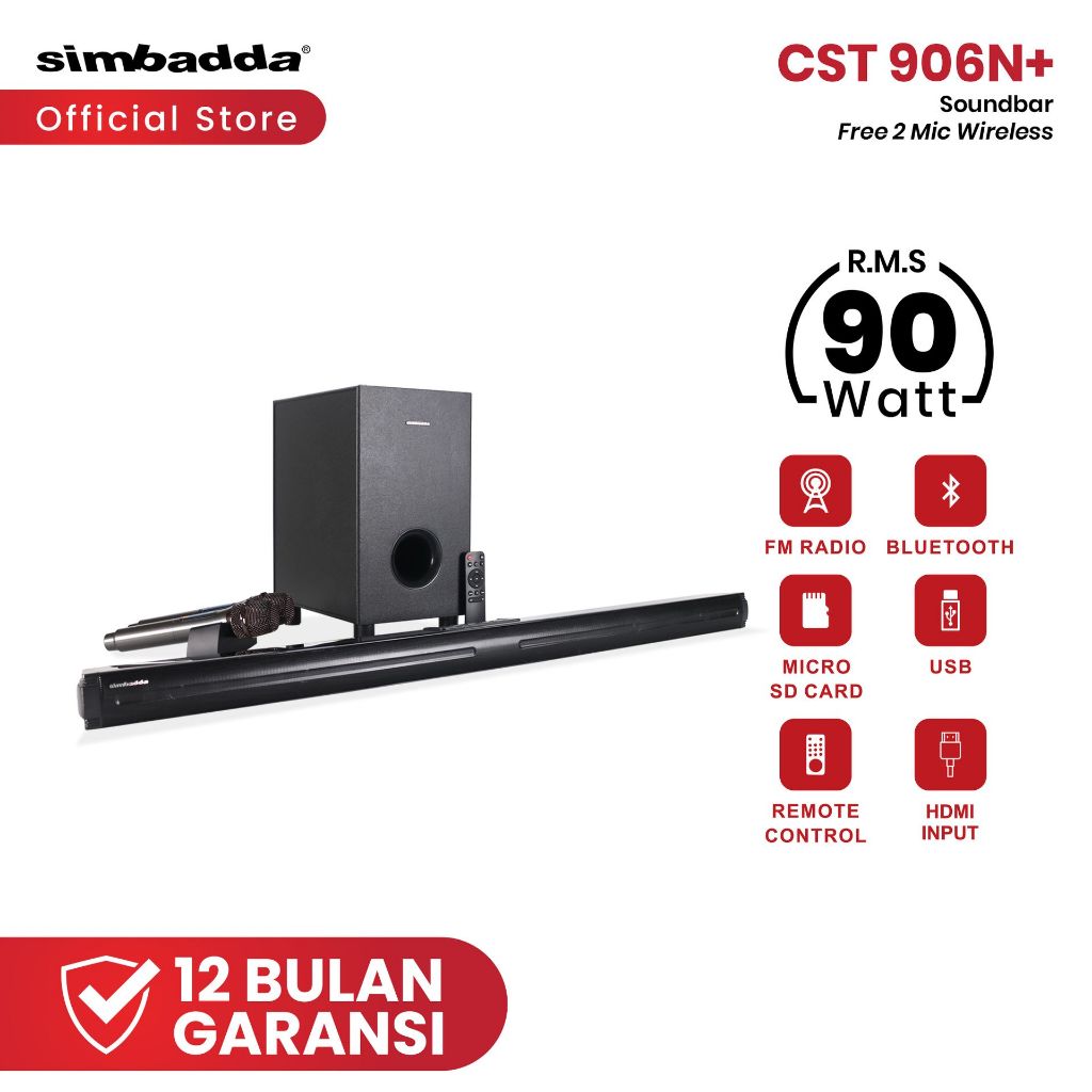 Simbadda CST 906N+ Soundbar TV Wireless Bluetooth Home Theater Super Bass Karaoke