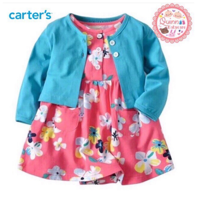 Dress Overall Carter Girl set 2 in 1 Sakura/ Romper bayi Carter Girl set