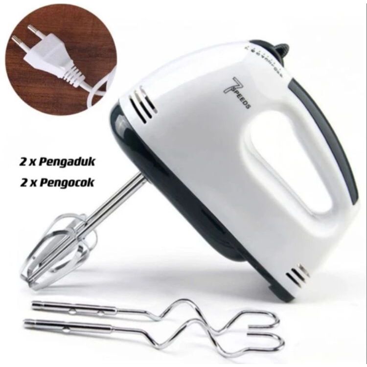 Super Hand Mixer Elektrik Pengaduk 7 Kecepatan Otomatis Alat Pengaduk Adonan