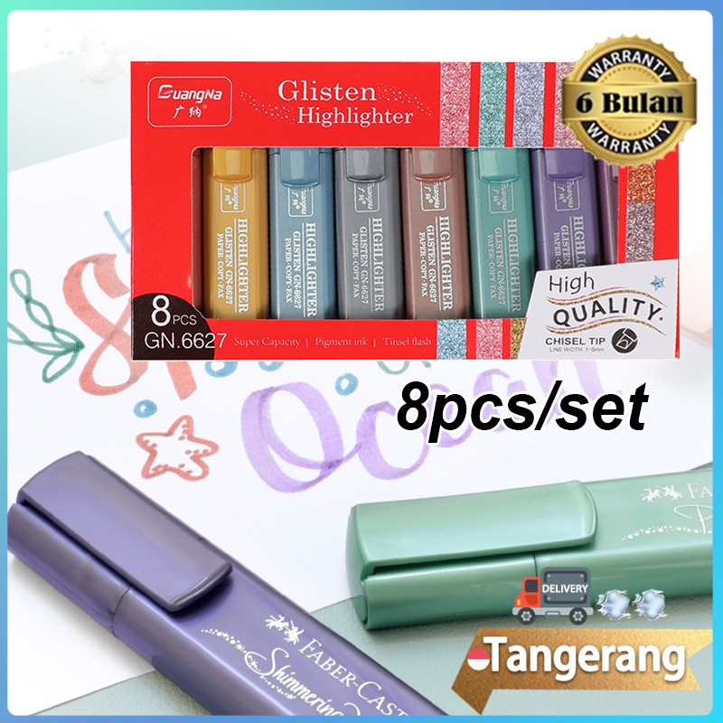 

8pcs/box Textliner Faber Castell Metalik 8 Warna / Highlighter / Textliner 46 Metallic