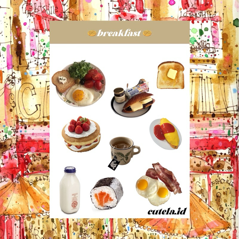 

Breakfast Stickers | sticker breakfast sarapan untuk dekorasi scrapbook, jurnal, deco, phonecase, headphone, stiker lucu, stiker aesthetic