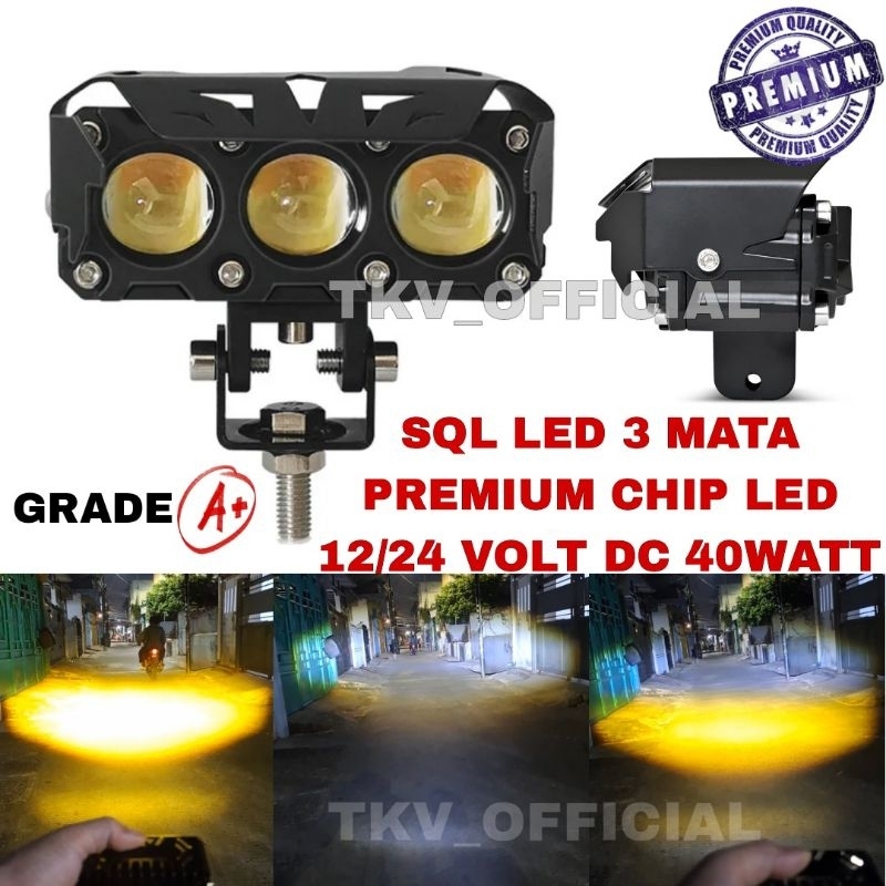 LAMPU SOROT SQL 3 MATA PREMIUM 12-24 VOLT DC 40WATT/LAMPU SOROT SQL 3 LED TOPI/LAMPU TEMBAK LED SQL 